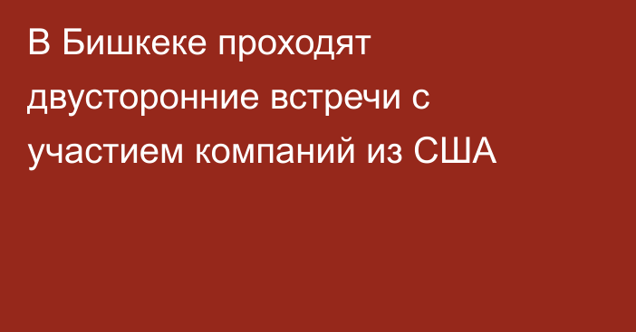 В Бишкеке проходят двусторонние встречи с участием компаний из США