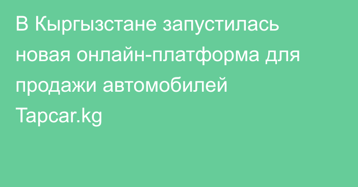 В Кыргызстане запустилась новая онлайн-платформа для продажи автомобилей Tapcar.kg