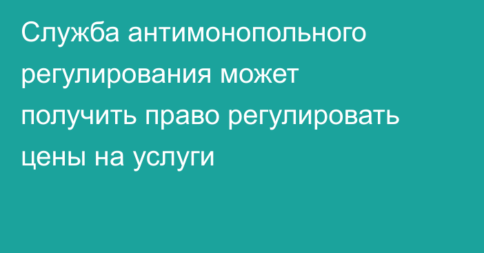 Служба антимонопольного регулирования может получить право регулировать цены на услуги