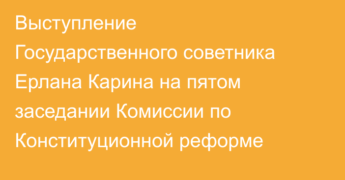 Выступление Государственного советника Ерлана Карина на пятом заседании Комиссии по Конституционной реформе