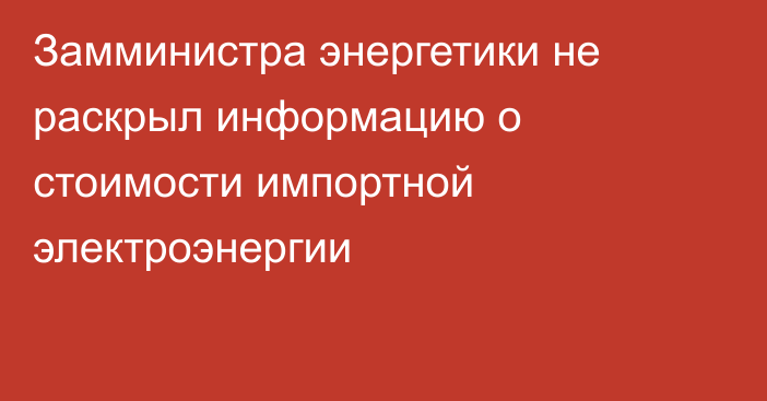 Замминистра энергетики не раскрыл информацию о стоимости импортной электроэнергии