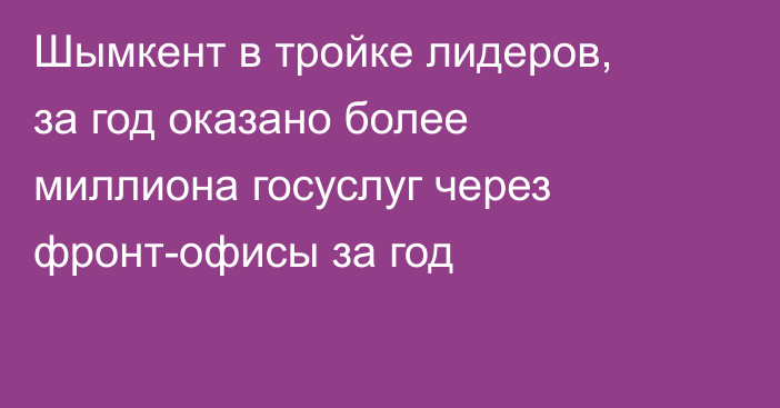 Шымкент в тройке лидеров, за год оказано более миллиона госуслуг через фронт-офисы за год
