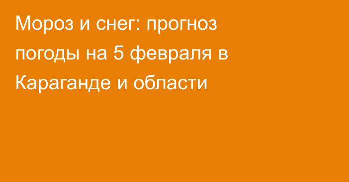 Мороз и снег: прогноз погоды на 5 февраля в Караганде и области