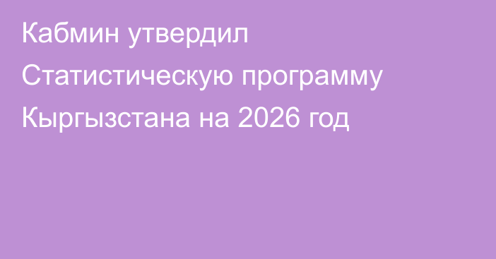 Кабмин утвердил Статистическую программу Кыргызстана на 2026 год