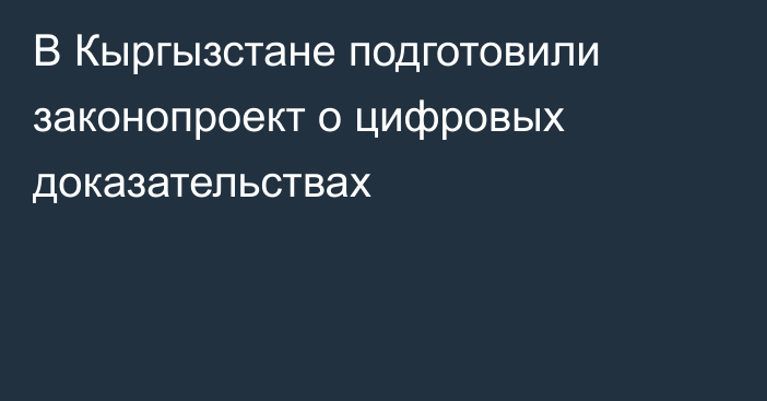 В Кыргызстане подготовили законопроект о цифровых доказательствах