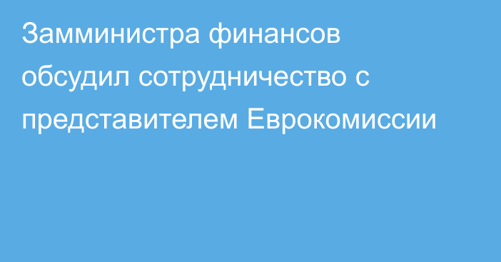 Замминистра финансов обсудил сотрудничество с представителем Еврокомиссии