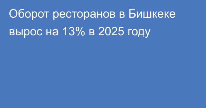 Оборот ресторанов в Бишкеке вырос на 13% в 2025 году
