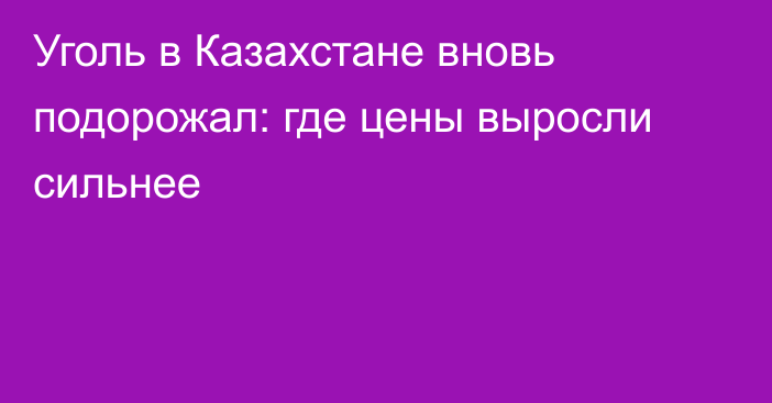 Уголь в Казахстане вновь подорожал: где цены выросли сильнее