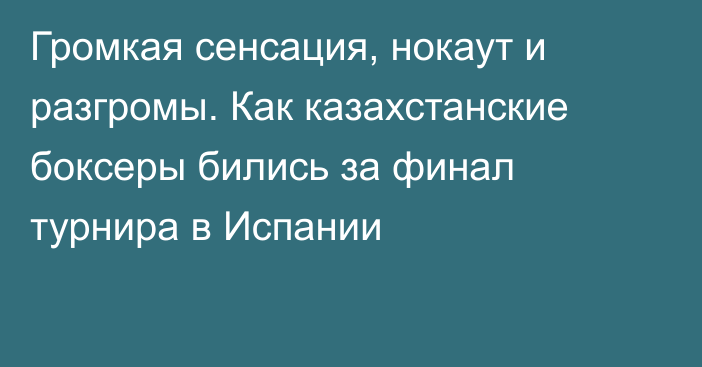 Громкая сенсация, нокаут и разгромы. Как казахстанские боксеры бились за финал турнира в Испании