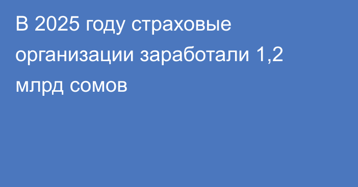 В 2025 году страховые организации заработали 1,2 млрд сомов