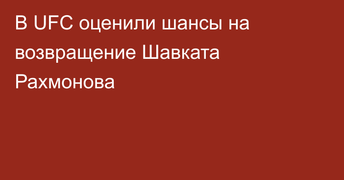 В UFC оценили шансы на возвращение Шавката Рахмонова