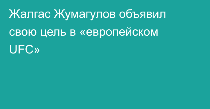 Жалгас Жумагулов объявил свою цель в «европейском UFC»