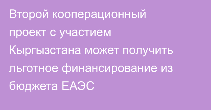 Второй кооперационный проект с участием Кыргызстана может получить льготное финансирование из бюджета ЕАЭС
