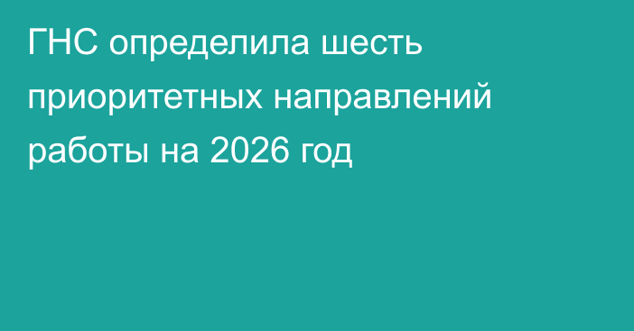 ГНС определила шесть приоритетных направлений работы на 2026 год 