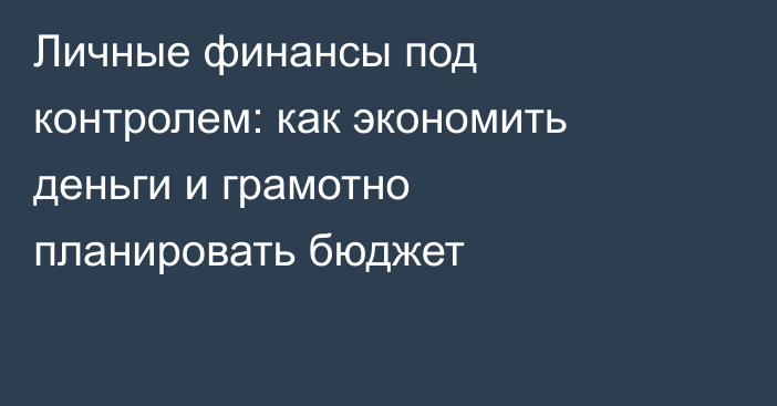 Личные финансы под контролем: как экономить деньги и грамотно планировать бюджет