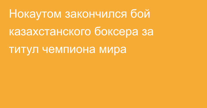 Нокаутом закончился бой казахстанского боксера за титул чемпиона мира