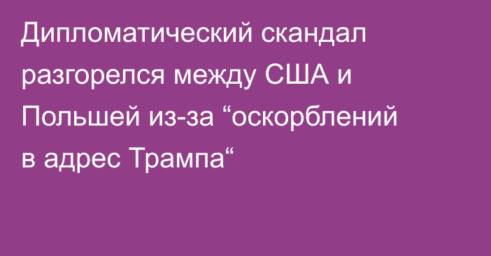 Дипломатический скандал разгорелся между США и Польшей из-за “оскорблений в адрес Трампа“