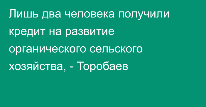 Лишь два человека получили кредит на развитие органического сельского хозяйства, - Торобаев