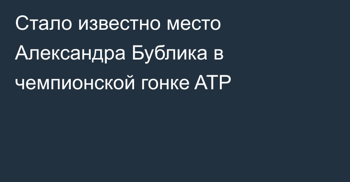 Стало известно место Александра Бублика в чемпионской гонке ATP