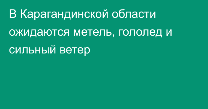 В Карагандинской области ожидаются метель, гололед и сильный ветер