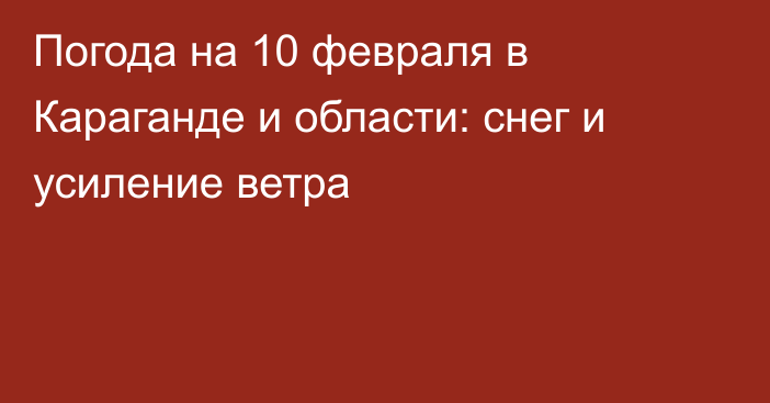Погода на 10 февраля в Караганде и области: снег и усиление ветра