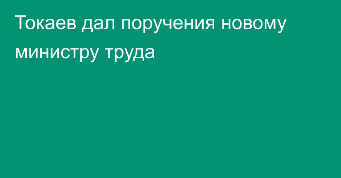 Токаев дал поручения новому министру труда