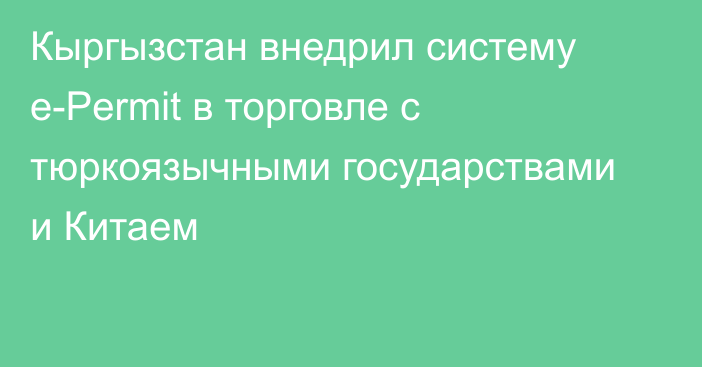 Кыргызстан внедрил систему e-Permit в торговле с тюркоязычными государствами и Китаем