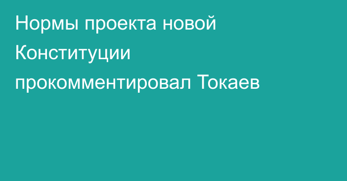 Нормы проекта новой Конституции прокомментировал Токаев