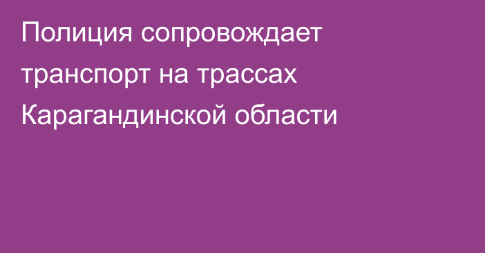Полиция сопровождает транспорт на трассах Карагандинской области