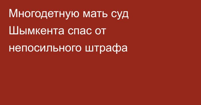 Многодетную мать суд Шымкента спас от непосильного штрафа