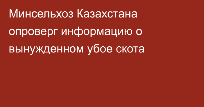 Минсельхоз Казахстана опроверг информацию о вынужденном убое скота