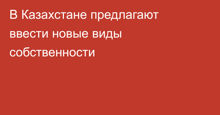 В Казахстане предлагают ввести новые виды собственности