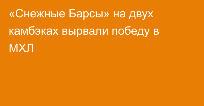 «Снежные Барсы» на двух камбэках вырвали победу в МХЛ