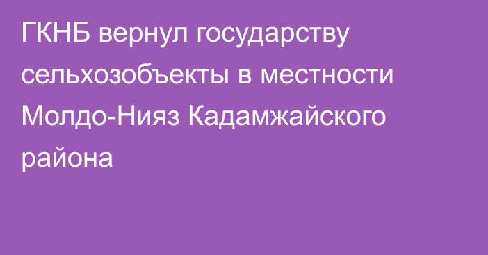 ГКНБ вернул государству сельхозобъекты в местности Молдо-Нияз Кадамжайского района