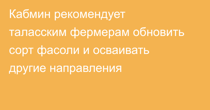 Кабмин рекомендует таласским фермерам обновить сорт фасоли и осваивать другие направления