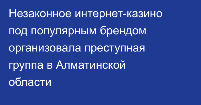 Незаконное интернет-казино под популярным брендом организовала преступная группа в Алматинской области
