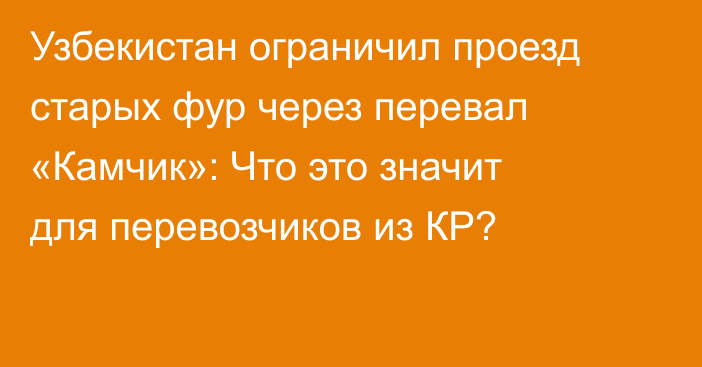 Узбекистан ограничил проезд старых фур через перевал «Камчик»: Что это значит для перевозчиков из КР?
