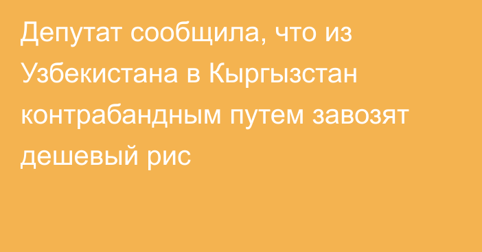 Депутат сообщила, что из Узбекистана в Кыргызстан контрабандным путем завозят дешевый рис