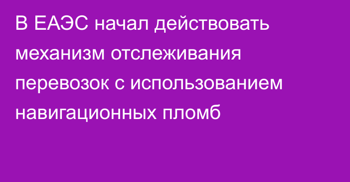 В ЕАЭС начал действовать механизм отслеживания перевозок с использованием навигационных пломб
