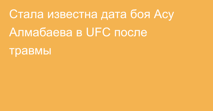 Стала известна дата боя Асу Алмабаева в UFC после травмы