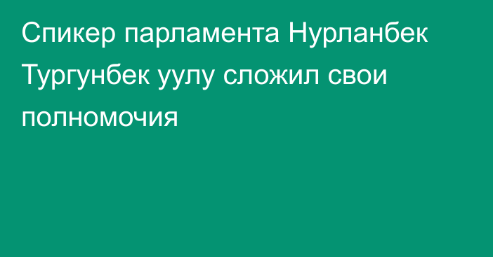 Спикер парламента Нурланбек Тургунбек уулу сложил свои полномочия