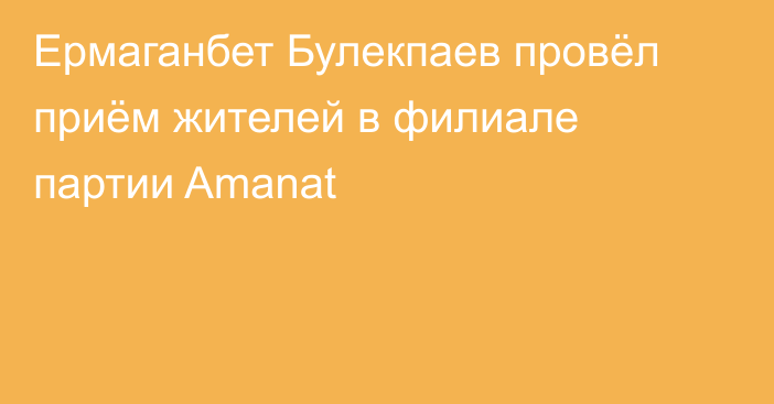Ермаганбет Булекпаев провёл приём жителей в филиале партии Amanat