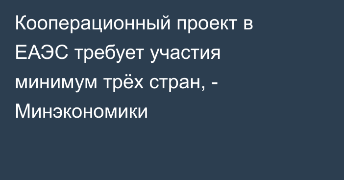 Кооперационный проект в ЕАЭС требует участия минимум трёх стран, - Минэкономики