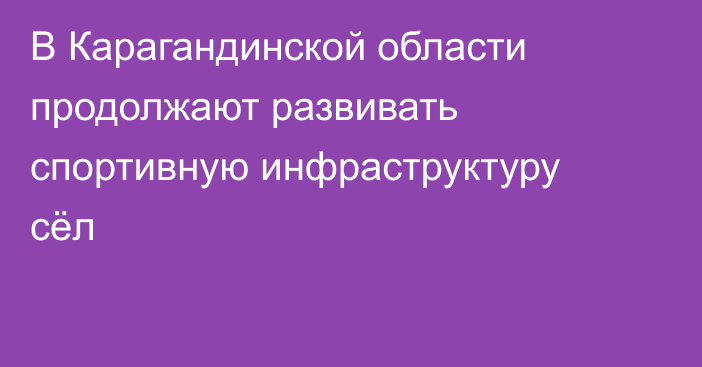 В Карагандинской области продолжают развивать спортивную инфраструктуру сёл