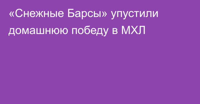 «Снежные Барсы» упустили домашнюю победу в МХЛ