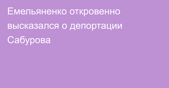 Емельяненко откровенно высказался о депортации Сабурова