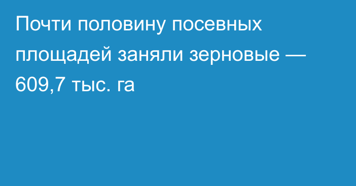 Почти половину посевных площадей заняли зерновые — 609,7 тыс. га