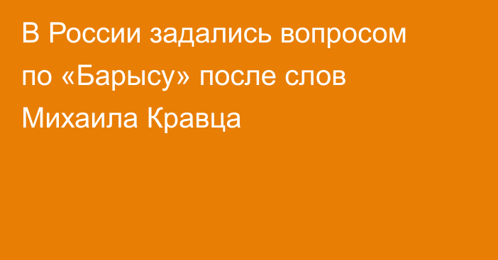 В России задались вопросом по «Барысу» после слов Михаила Кравца