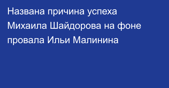 Названа причина успеха Михаила Шайдорова на фоне провала Ильи Малинина