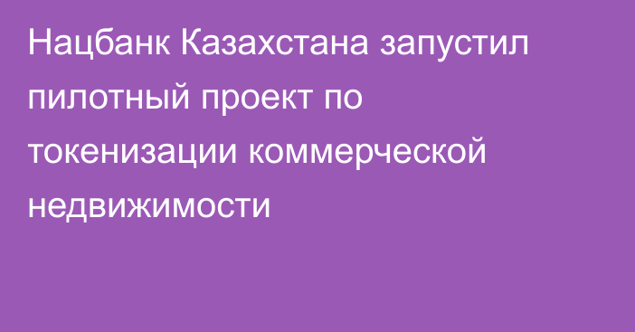 Нацбанк Казахстана запустил пилотный проект по токенизации коммерческой недвижимости
